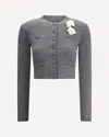 Self-portrait Grey Crochet Flower Cardigan Clothing In Gray