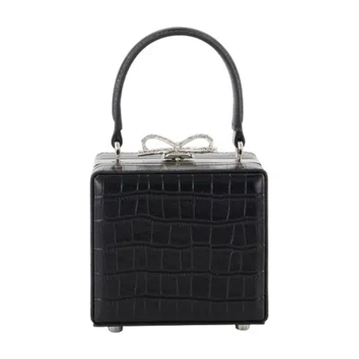 Self-portrait Croco Micro Handbag In Black