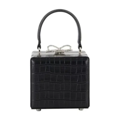 Self-portrait Croco Micro Handbag In Black