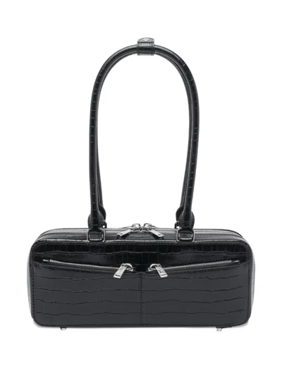 Self-portrait Crocodile-effect Shoulder Bag In Black