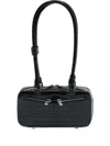 Self-portrait Crocodile-embossed Leather Shoulder Bag In Black