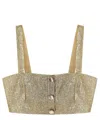Self-portrait Gold Metallic Fabric Top In Gold