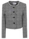 Self-portrait Houndstooth Wool Blend Jacket In Gray