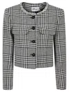 Self-portrait Houndstooth Wool Blend Jacket In Black