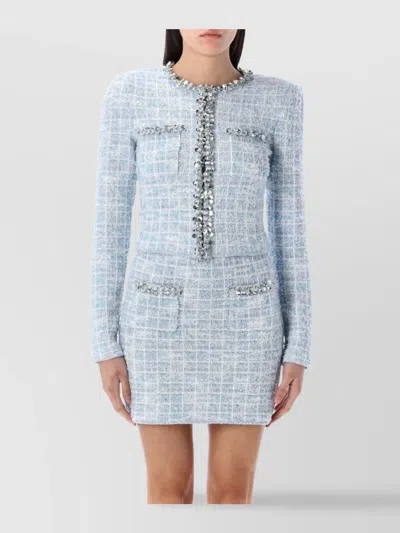 SELF-PORTRAIT CROPPED CHECK BOUCLE JACKET