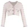 Self-portrait Cropped Embellished Cardigan In Multicolor Cotton