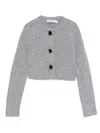 Self-portrait Cropped Gray Sweater With Decorative Buttons In Gray