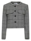 Self-portrait Cropped Houndstooth Jacket With Flap Chest Pockets In Black