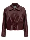 Self-portrait Womens Peter Pan Collar Boxy-fit Faux-leather Jacket Burgundy In Brown