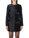 Self-portrait Taffeta Embellished Trim Jacket In Black