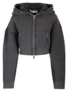 Self-portrait Womens Grey Embellished Cropped Knit Hoody