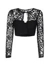 Self-portrait Self Portrait Women Top 'black Lace Tie Neck Crop' In Black