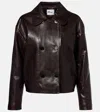 Self-portrait Cropped Leather Jacket In Brown