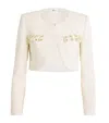 Self-portrait Cropped Sequinned Jacket In Ivory