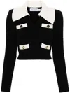 Self-portrait Front Slip Pocket Cropped Jumper In Black