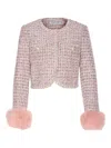 Self-portrait Self Portrait Crystal-embellished Tweed Jacket In Pink