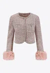 Self-portrait Cropped Tweed Blazer In Multi
