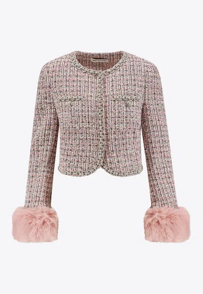 Self-portrait Cropped Tweed Blazer In Multi