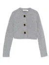 Self-portrait Jewelled-button Wool Cardigan In Gray
