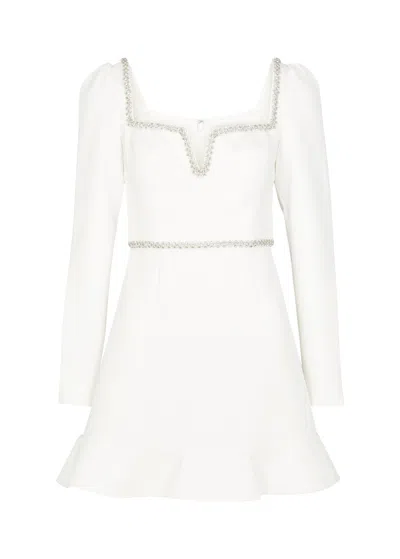 Self-portrait Crystal And Bead-embellished Mini Dress In White