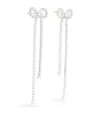 Self-portrait Crystal And Faux Pearl Bow Drop Earrings In White