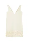 Self-portrait Crystal And Faux-pearl Embellished Crepe Mini Dress In Cream