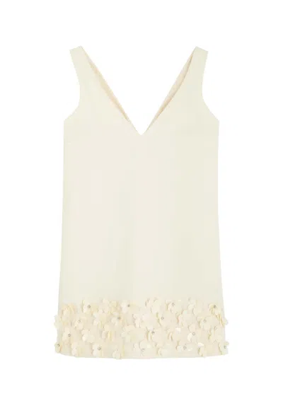 Self-portrait Crystal And Faux-pearl Embellished Crepe Mini Dress In Neutral
