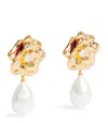 Self-portrait Crystal And Faux Pearl Flower Earrings In Multi
