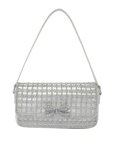 Self-portrait Crystal Baguette Bag In Plata