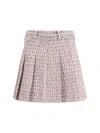 Self-portrait Boucle Pleated Mini Skirt Chain In Pink