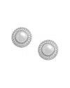 Self-portrait White Stud Earings With Crystal Embellishments In Brass Woman In Silver