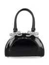 Self-portrait Leather Curved Mini Tote Bag In Black