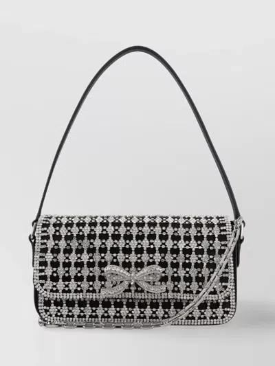 SELF-PORTRAIT CRYSTAL BOW DETAIL LEATHER BAGUETTE