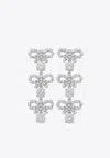Self-portrait Micro Bow Crystal Tiered Earrings In White