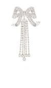 Self-portrait Crystal Bow Droplet Brooch In Silver