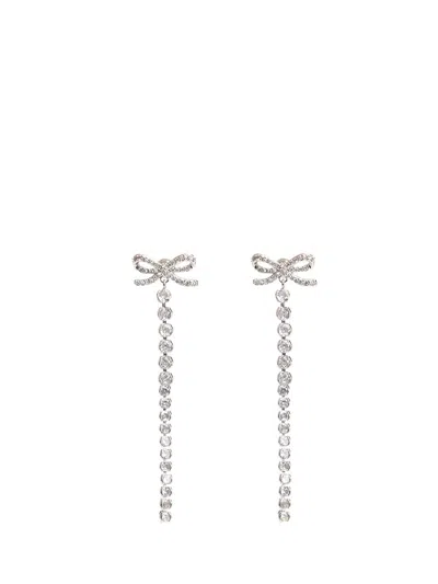 Self-portrait Crystal Bow Droplet Earrings Jewelry Silver