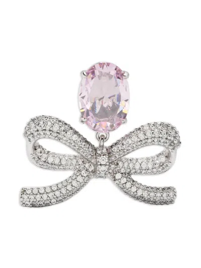 Self-portrait Crystal-bow Earrings In Silver