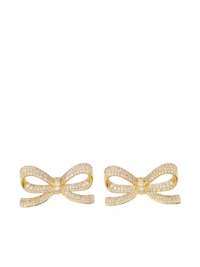 Self-portrait Crystal-bow Earrings In Gold