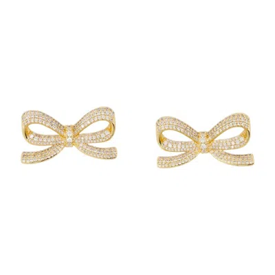 Self-portrait Crystal Bow Earrings In Gold