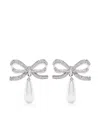 Self-portrait 'crystal Bow' Silver-colored Earrings With Pendant And Rhinestone Decorations In Silver