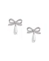 Self-portrait 'crystal Bow' Silver-colored Earrings With Pendant And Rhinestone Decorations In Silver