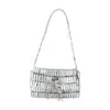 Self-portrait Crystal Bow Mini Shoulder Bag In Silver