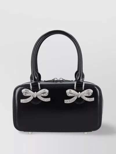 Self-portrait Crystal Bow Mini Tote Bag In Black