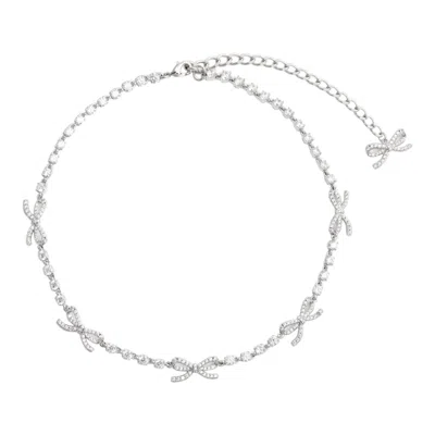 Self-portrait Crystal Bow Necklace In Orange