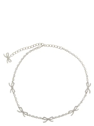 Self-portrait Self Portrait 'crystal Bow' Necklace In Brown