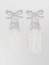 Self-portrait Crystal Bow Pearl Drop Earrings