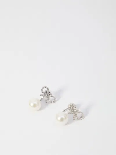 SELF-PORTRAIT CRYSTAL BOW PEARL EARRINGS