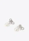 Self-portrait Crystal Bow Pearl Earrings
