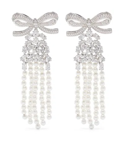 Self-portrait Crystal Bow Pearl Earrings