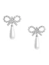 Self-portrait Bow Pearl-embellishment Earrings In Silver